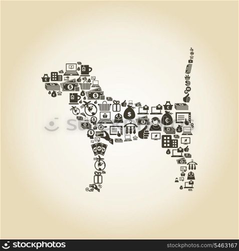 Dog made of business. A vector illustration