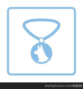 Dog medal icon. Blue frame design. Vector illustration.