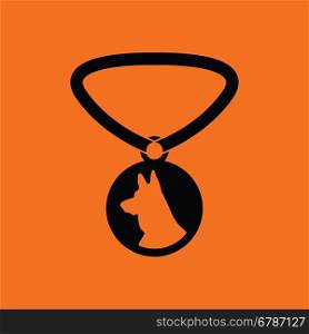 Dog medal icon. Orange background with black. Vector illustration.