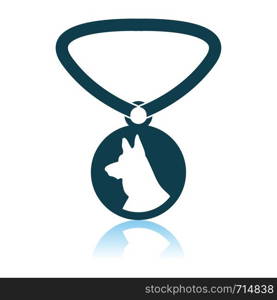 Dog Medal Icon. Shadow Reflection Design. Vector Illustration.