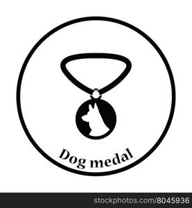 Dog medal icon. Thin circle design. Vector illustration.