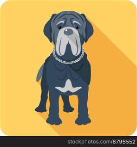 dog Neapolitan Mastiff icon flat design. Vector serious dog Neapolitan Mastiff or Mastino icon flat design