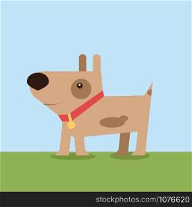 Dog on grass, illustration, vector on white background.