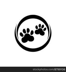 Dog or Cat Paw Print, Animal Foot. Flat Vector Icon illustration. Simple black symbol on white background.