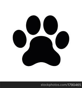 Dog paw icon. Black silhouette of canine footprint isolated on white background. Vector illustration.. Dog paw icon. Black silhouette of canine footprint isolated on white background. Vector illustration