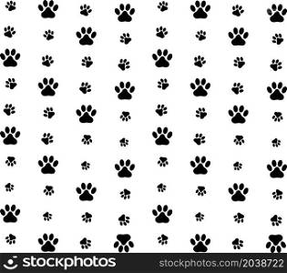 Dog Paw seamless pattern footprint on white background. animal footprints shape.