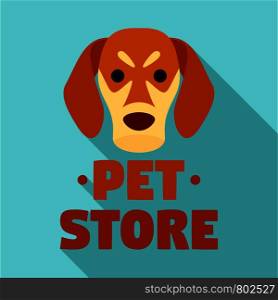 Dog pet store logo. Flat illustration of dog pet store vector logo for web design. Dog pet store logo, flat style