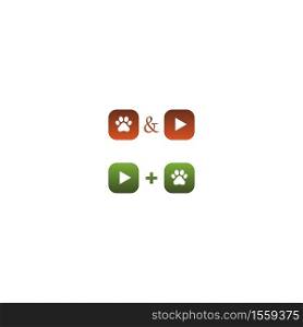 Dog play icon logo design concept illustration
