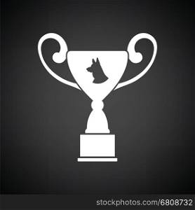 Dog prize cup icon. Black background with white. Vector illustration.