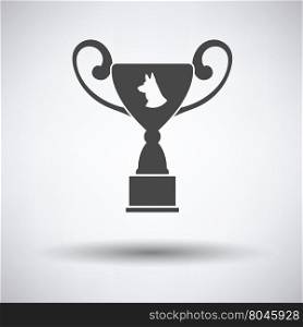 Dog prize cup icon on gray background with round shadow. Vector illustration.