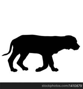 Dog puppy silhouette walking on white background, vector illustration