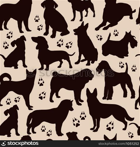 Dog seamless pattern. Vector stok illustration of animals. Dog seamless pattern
