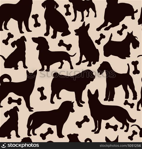 Dog seamless pattern. Vector stok illustration of animals. Dog seamless pattern