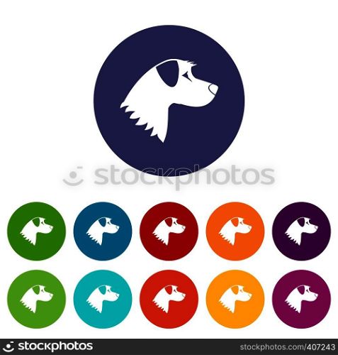 Dog set icons in different colors isolated on white background. Dog set icons