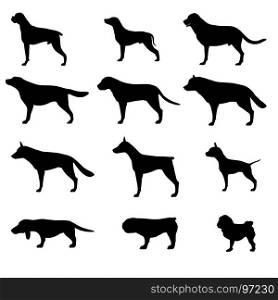 Dog silhouette vector icon pet set isolated animal black illustration collection