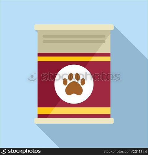 Dog tin can icon flat vector. Animal feed. Snack dry. Dog tin can icon flat vector. Animal feed
