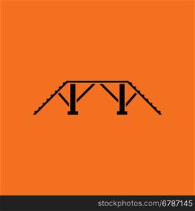 Dog training bench icon. Orange background with black. Vector illustration.