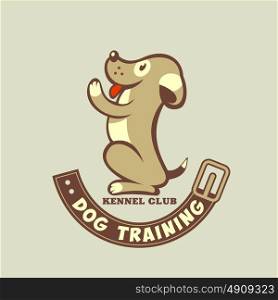Dog training. Kennel club. Vector logo, icon. The dog performs the command.