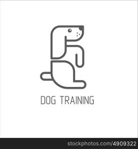 Dog training logo. Vector linear minimalistic logo. Veterinary, shop, food, care, training dogs.