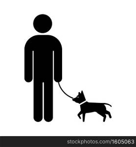 dog walking icon, man and dog on a leash , vector illustration symbol design