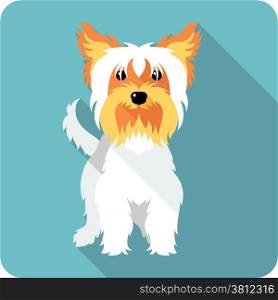 dog Yorkshire terrier standing icon flat design