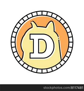 dogecoin cryptocurrency coin color icon vector. dogecoin cryptocurrency coin sign. isolated symbol illustration. dogecoin cryptocurrency coin color icon vector illustration
