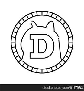 dogecoin cryptocurrency coin line icon vector. dogecoin cryptocurrency coin sign. isolated contour symbol black illustration. dogecoin cryptocurrency coin line icon vector illustration