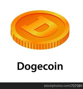 Dogecoin icon. Isometric illustration of dogecoin vector icon for web. Dogecoin icon, isometric style