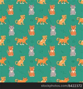 Dogs and cats seamless pattern. Flat vector illustration.. Dogs and cats seamless pattern. Flat vector illustration