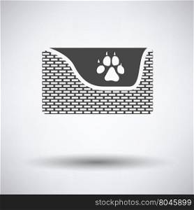 Dogs sleep basket icon on gray background with round shadow. Vector illustration.