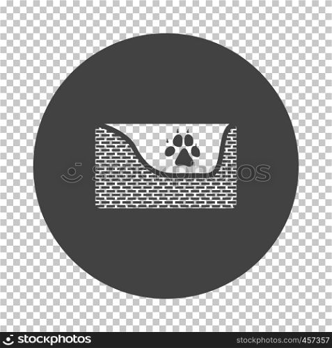 Dogs sleep basket icon. Subtract stencil design on tranparency grid. Vector illustration.
