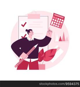 Doing your taxes abstract concept vector illustration. Personal income, refinance your debt, loan insurance, budget calculator, business accountant, financial audit, paperwork abstract metaphor.. Doing your taxes abstract concept vector illustration.