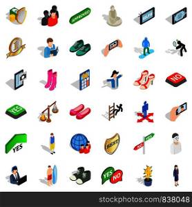 Doll icons set. Isometric style of 36 doll vector icons for web isolated on white background. Doll icons set, isometric style