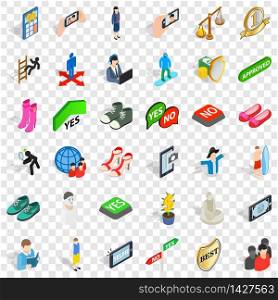 Doll icons set. Isometric style of 36 doll vector icons for web for any design. Doll icons set, isometric style