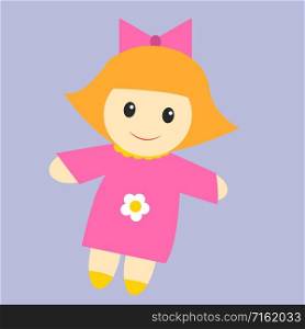 Doll in pink, illustration, vector on white background.