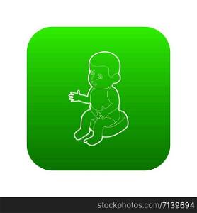 Doll sitting on the potty icon green vector isolated on white background. Doll sitting on the potty icon green vector