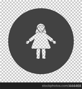 Doll toy icon. Subtract stencil design on tranparency grid. Vector illustration.