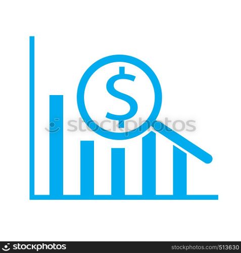 Dollar analysis bars chart on white background. Dollar analysis bars chart sign.