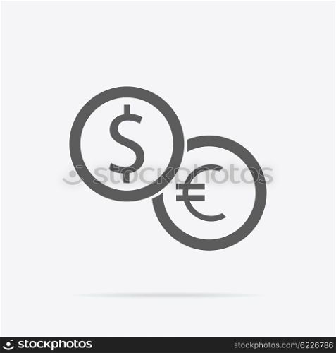 Dollar and Euro Icon. Currency exchange icon. Dollar and euro icon isolated. Banking transfer sign. Euro to dollar symbol. Vector illustration