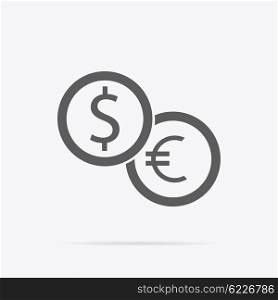 Dollar and Euro Icon. Currency exchange icon. Dollar and euro icon isolated. Banking transfer sign. Euro to dollar symbol. Vector illustration