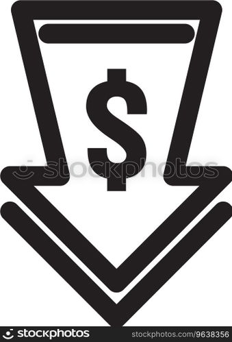Dollar arrow decrease icon money symbol Royalty Free Vector