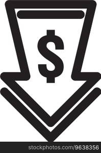 Dollar arrow decrease icon money symbol Royalty Free Vector