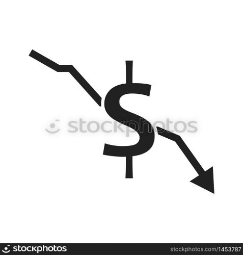 Dollar arrow indicates vector icon, currency sign.