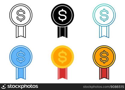 Dollar Badge in flat style isolated