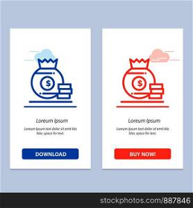 Dollar, Bag, Money, American Blue and Red Download and Buy Now web Widget Card Template