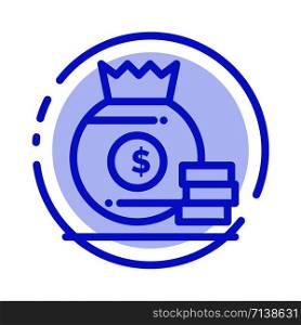 Dollar, Bag, Money, American Blue Dotted Line Line Icon