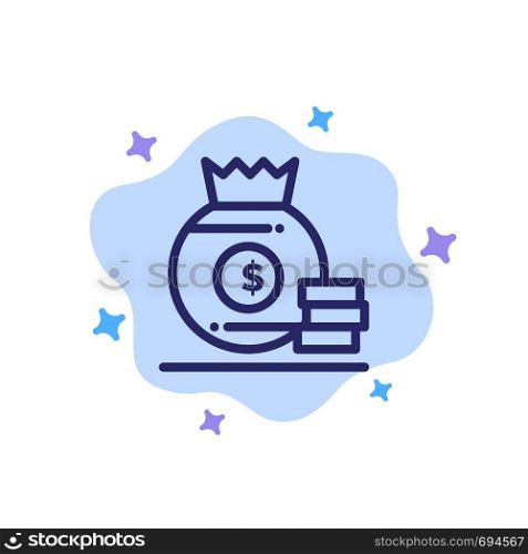 Dollar, Bag, Money, American Blue Icon on Abstract Cloud Background