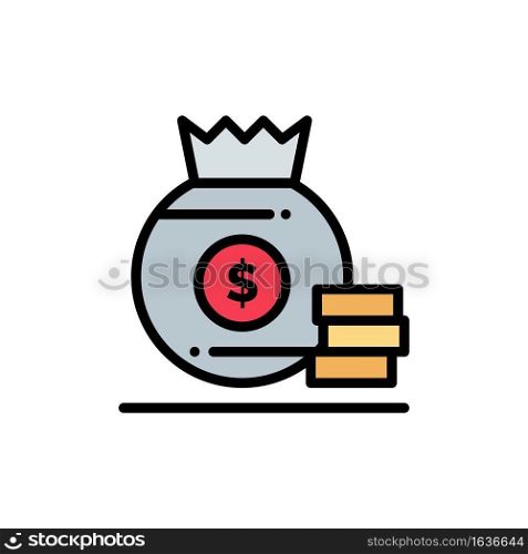 Dollar, Bag, Money, American  Flat Color Icon. Vector icon banner Template