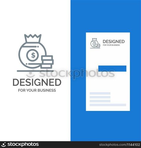 Dollar, Bag, Money, American Grey Logo Design and Business Card Template