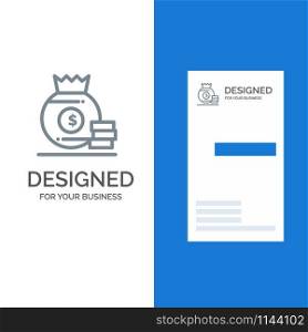 Dollar, Bag, Money, American Grey Logo Design and Business Card Template